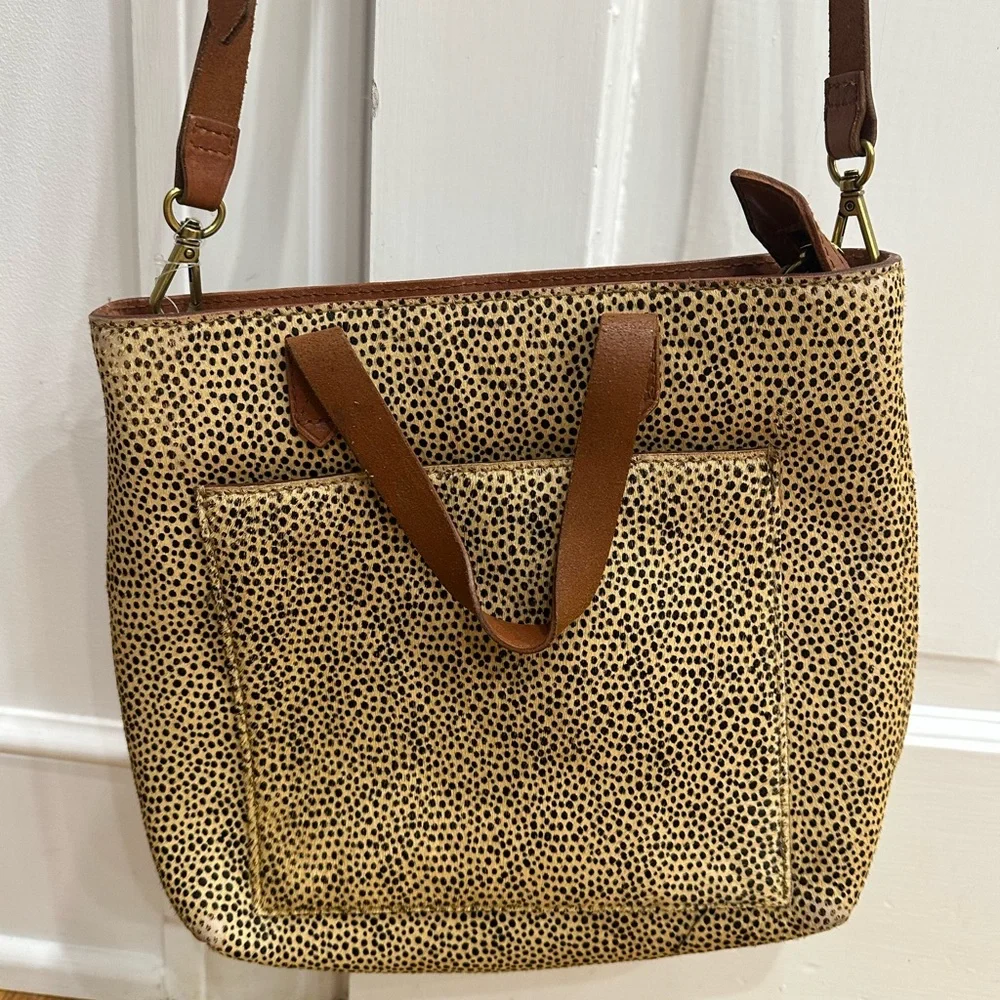 Madewell Tan and Brown Calf Hair Animal Print Women's Crossbody Bag - Picture 2 of 16